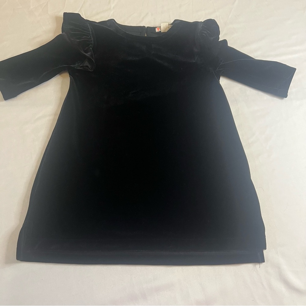 Crewcuts Girls Black Velvet Dress Size 2 Ruffle Sleeve Holiday Party Special